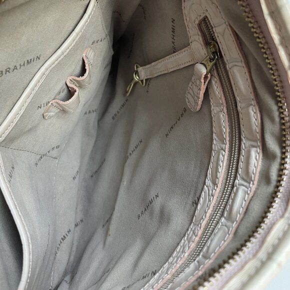 Brahmin Katie Croc- Embossed Crossbody Bag - Blush - Picture 7 of 9